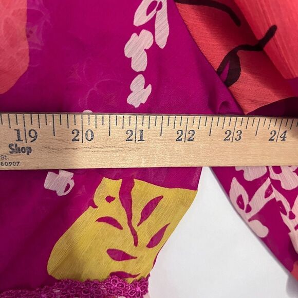 Lane Bryant Women's Blouse Tunic Semi Sheer Size 18/20 Mixed Print Pink Colorful - Picture 8 of 8